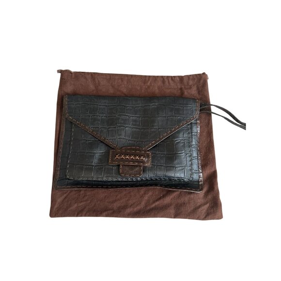 CARLA MANCINI Brown Leather Oversized Envelope Clutch Bag w/ Dustbag - Picture 3 of 9